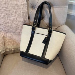 Coach Woven and Leather Spectator Bag